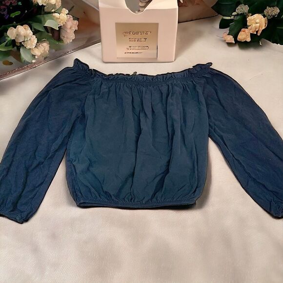 BRANDY MELVILLE Off-Shoulder Black Peasant Blouse One Size - Picture 1 of 4